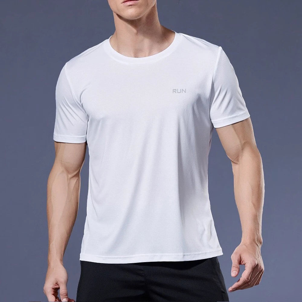 Men'S Running T-Shirt Quick Dry Gym Sport Shirt Tops Short Sleeve Training Exercise Workout Shirts Summer Tops Tee Men Rashguard