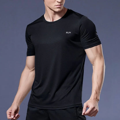 Men'S Running T-Shirt Quick Dry Gym Sport Shirt Tops Short Sleeve Training Exercise Workout Shirts Summer Tops Tee Men Rashguard