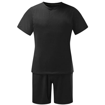 Mens Shorts Set Summer 2 Piece Outfits Casual Solid Shirt and Short Sets Athletic Sportswear Suit Sweatsuit Tracksuits
