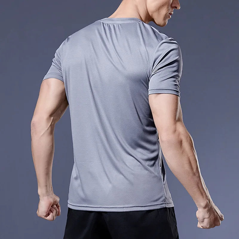 Men'S Running T-Shirt Quick Dry Gym Sport Shirt Tops Short Sleeve Training Exercise Workout Shirts Summer Tops Tee Men Rashguard