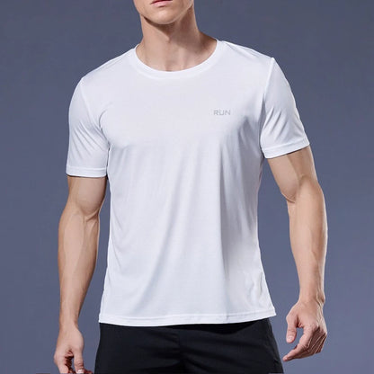 Men'S Running T-Shirt Quick Dry Gym Sport Shirt Tops Short Sleeve Training Exercise Workout Shirts Summer Tops Tee Men Rashguard